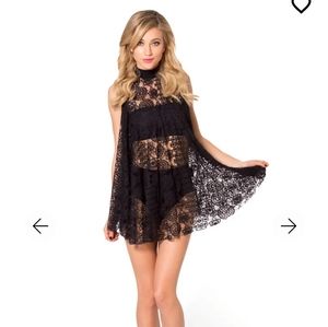 Blackmilk Little Lies High Neck lace dress S
